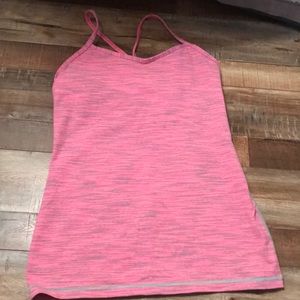 Lululemon Power Y striped pink & blue tank. Size 8
